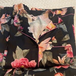 Victoria's Secret Black and Pink Floral Pajama Set